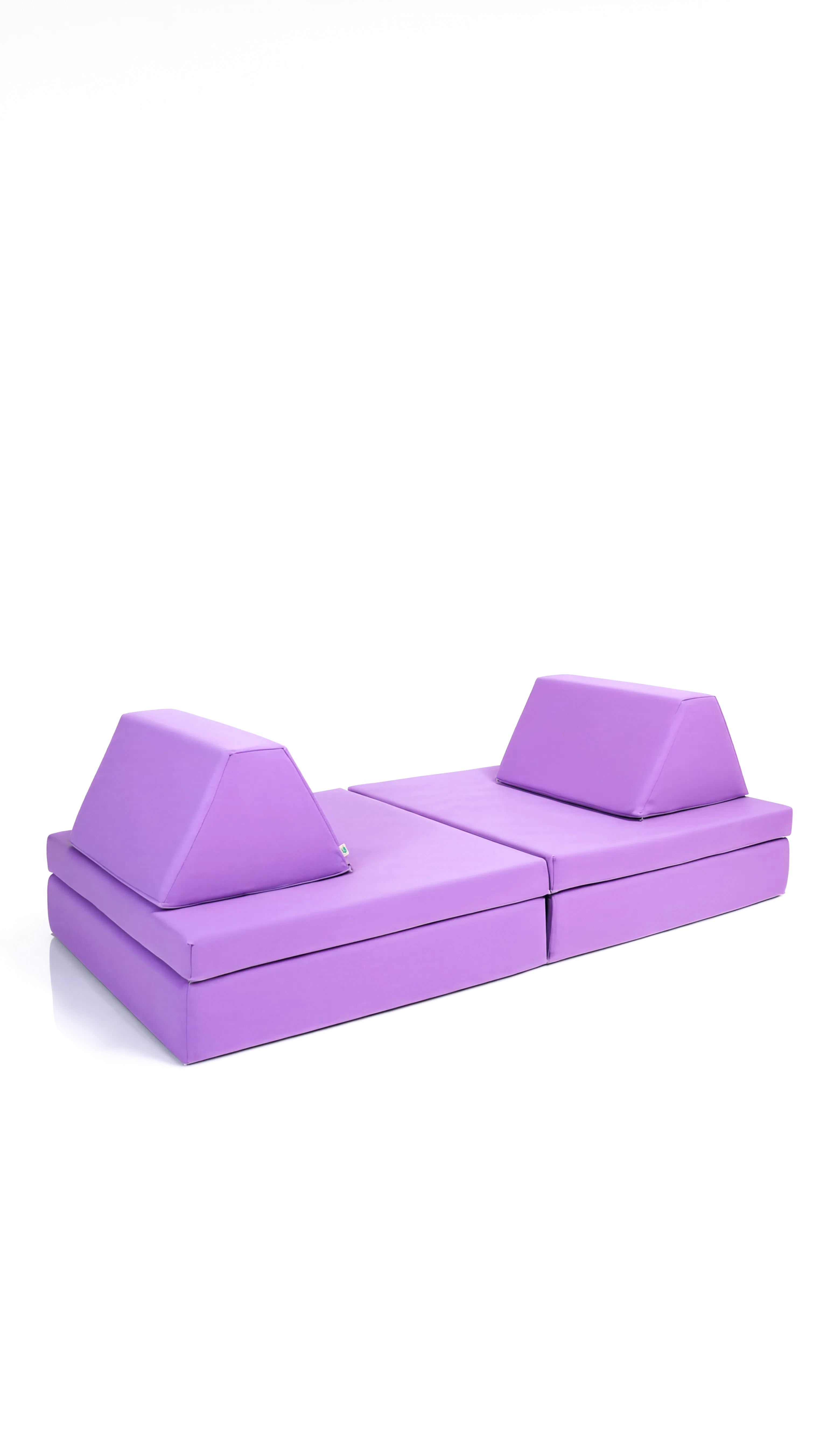 Purple foam puzzle piece seat on a white background