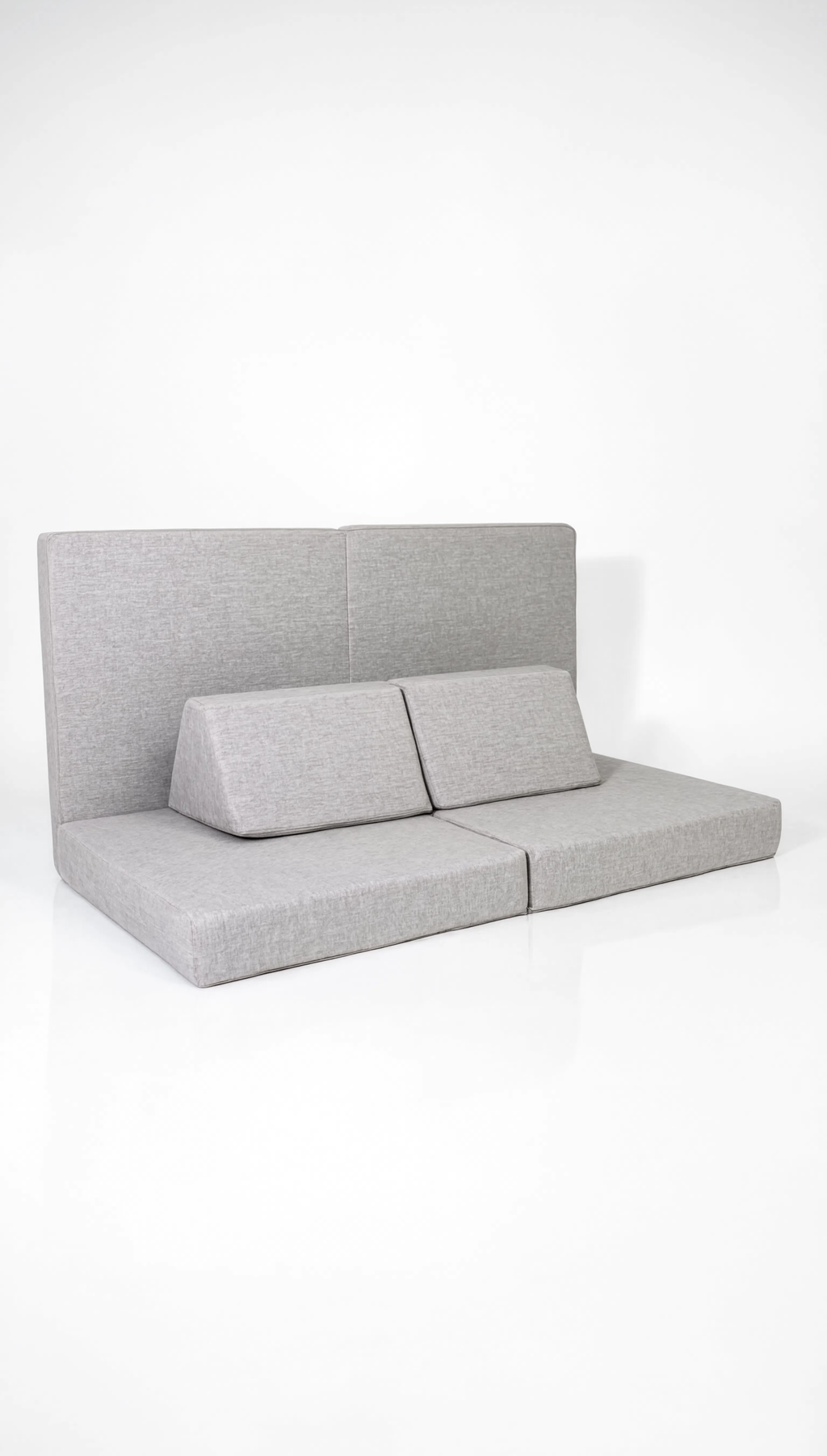 Gray sectional sofa on a white background