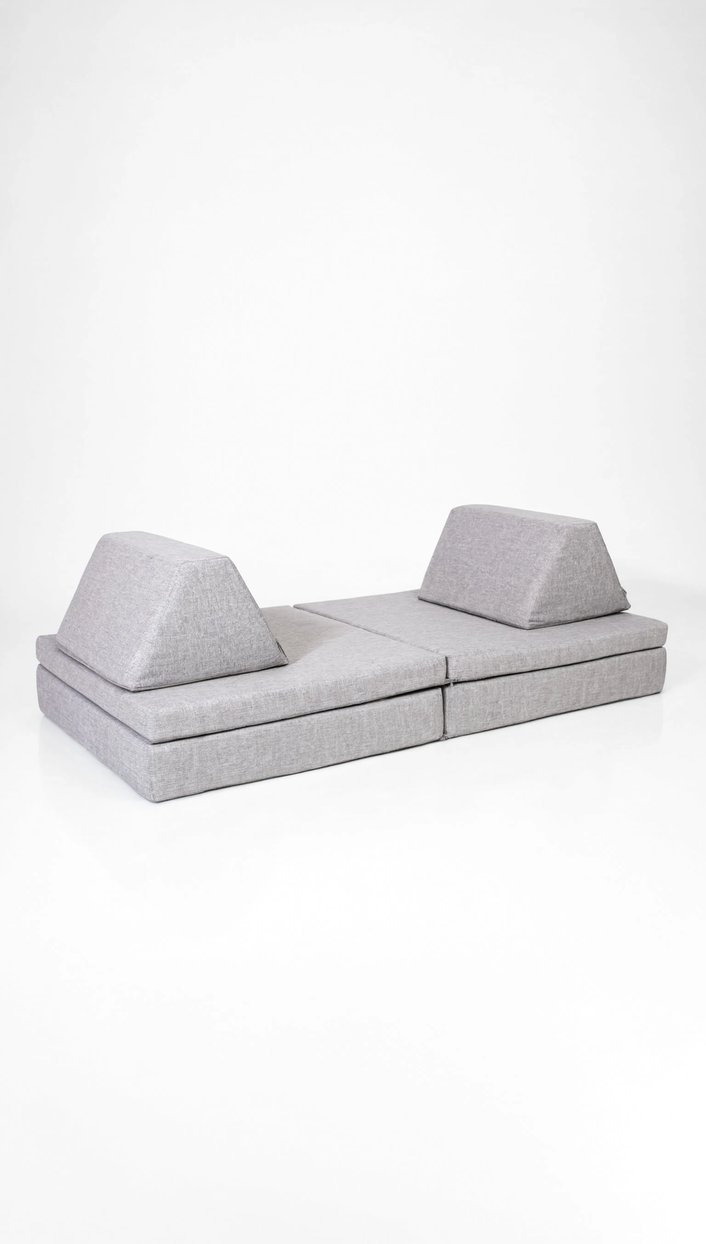 Gray sectional sofa on a white background
