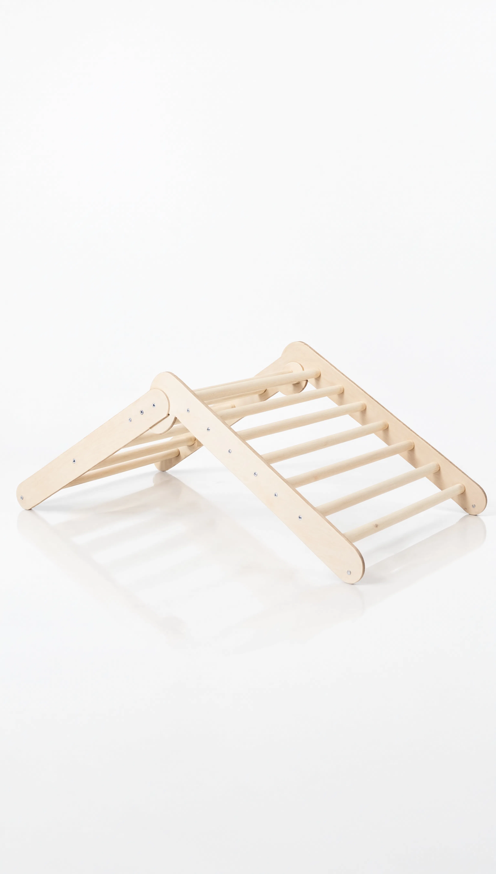 Wooden baby crib ladder on a white background