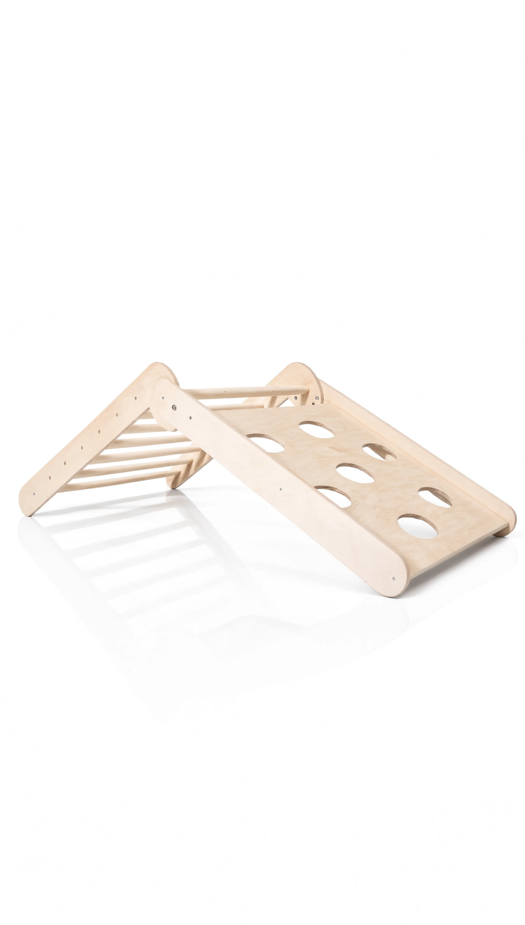 Two wooden hair clips on a white background