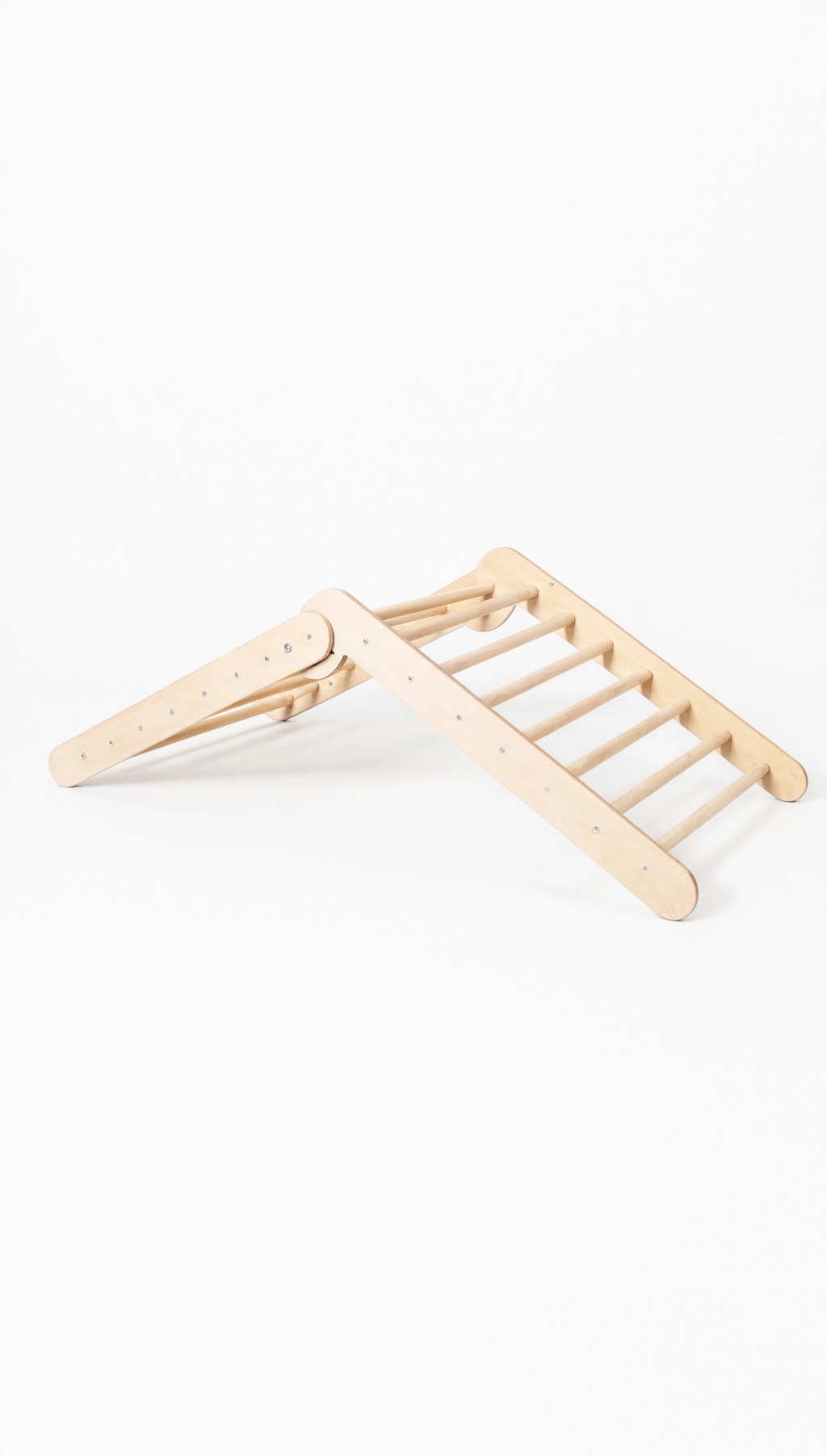 Wooden climbing ladder toy on a white background