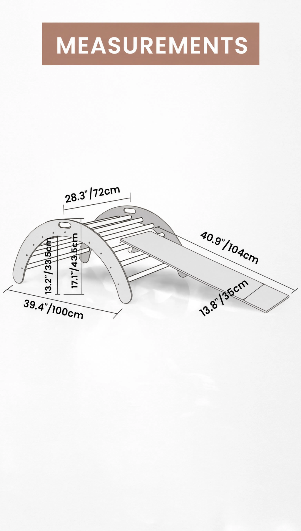 Measurement chart of a baby bath seat with dimensions labeled.