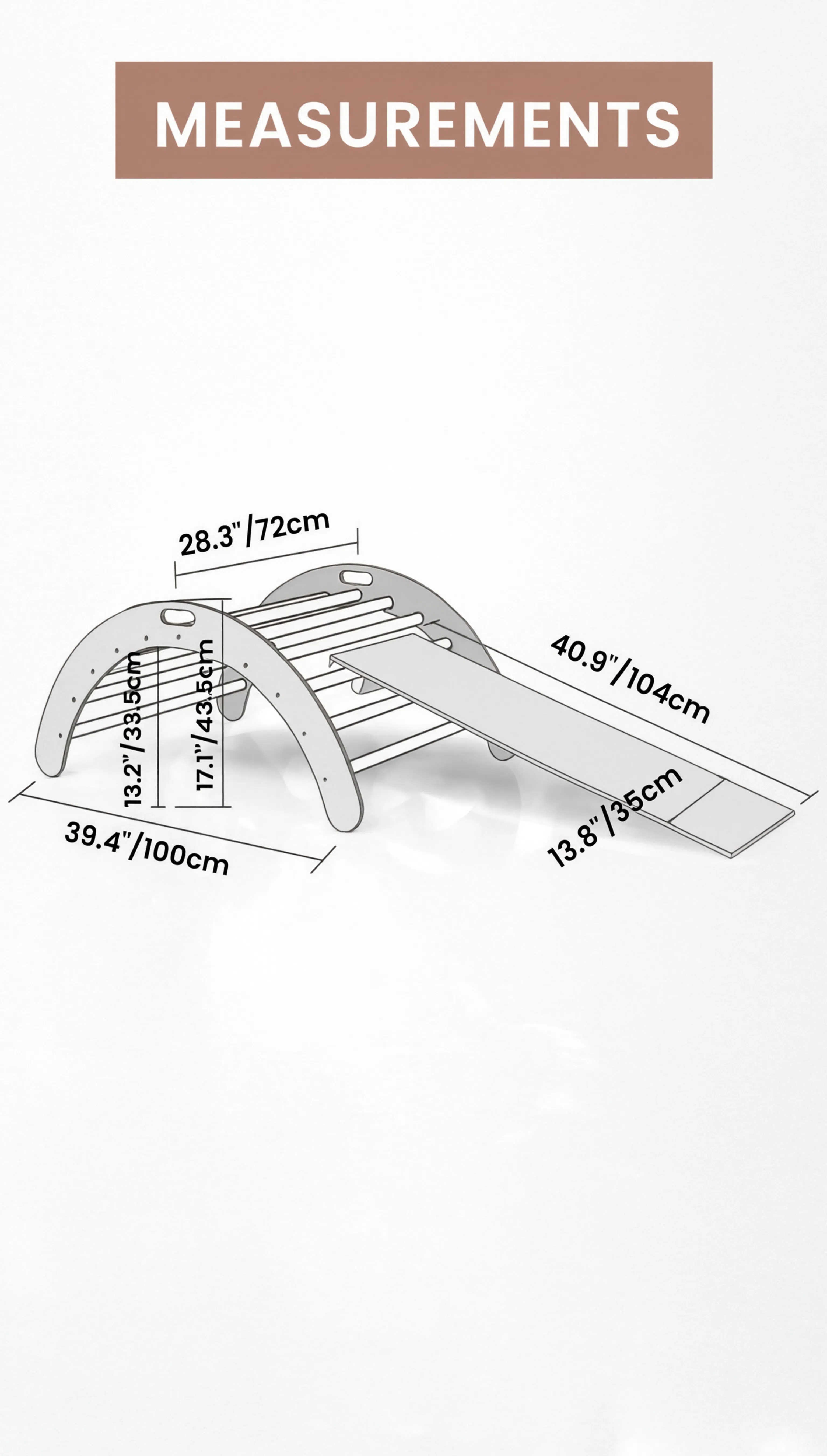 Measurement chart of a baby bath seat with dimensions labeled.