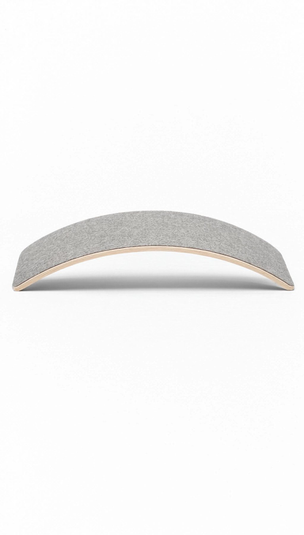 Curved gray light fixture on a white background
